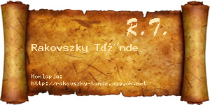 Rakovszky Tünde névjegykártya